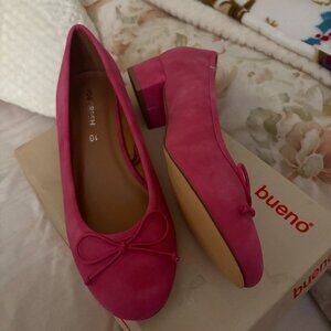 Hot Pink Velvet Suede Heels with Bow Ties